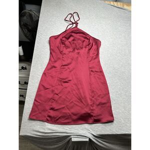 Blue Blush Maroon Halter‎ Mini Slip Dress Size M